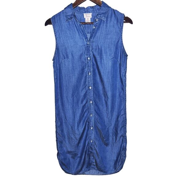 Andrea Jovine Women's XS Button Front Sleeveless Blue Jean Dress - Picture 1 of 4